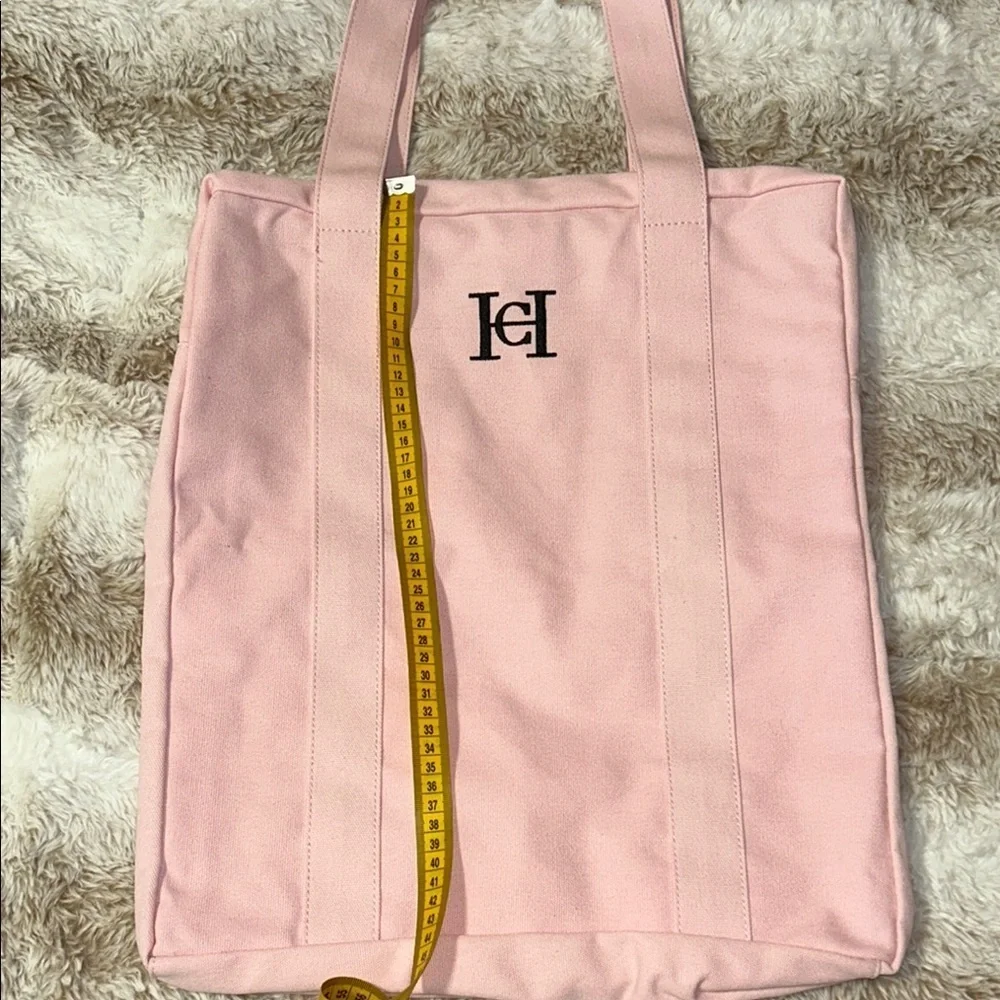 Carolina Herrera Pink Textured Tote Bag with Logo